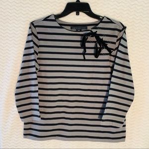 Marc By Marc Jacobs Gray Black Striped Top Size S